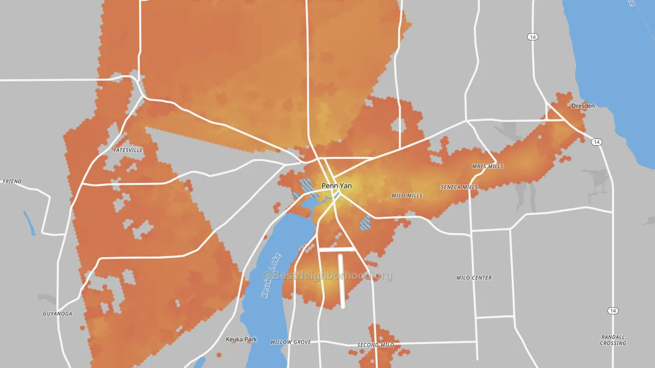 Bike Grade map of 14527, NY