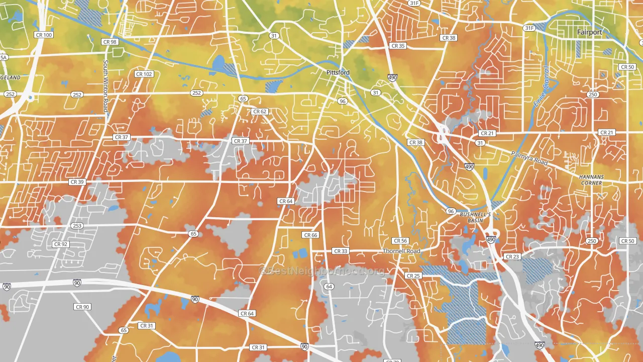 Bike Grade map of 14534, NY