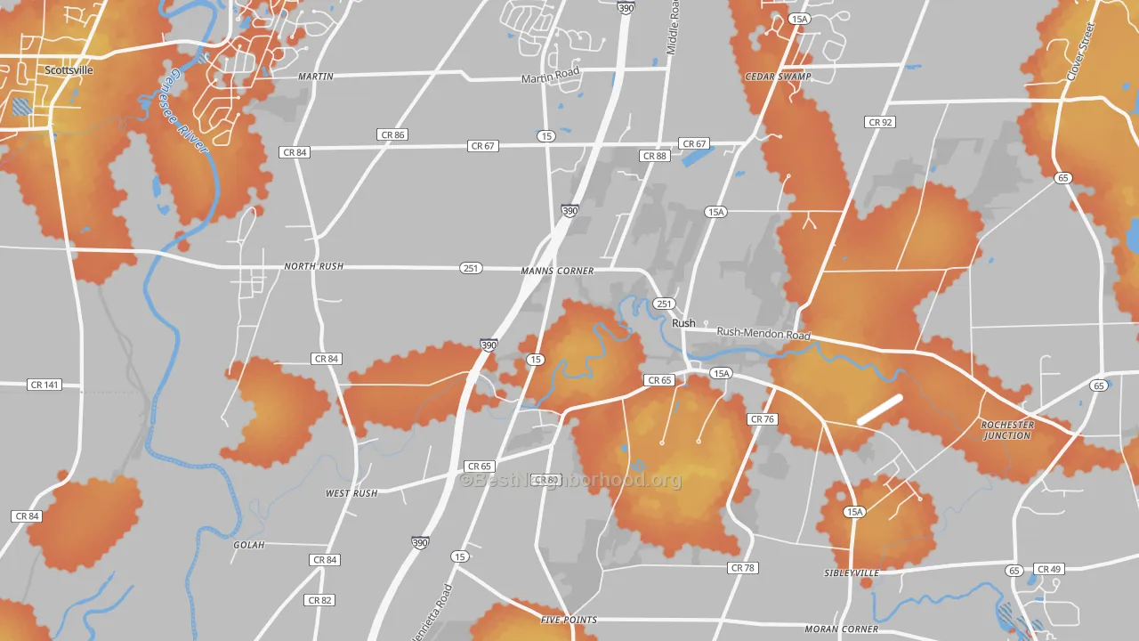 Bike Grade map of 14543, NY