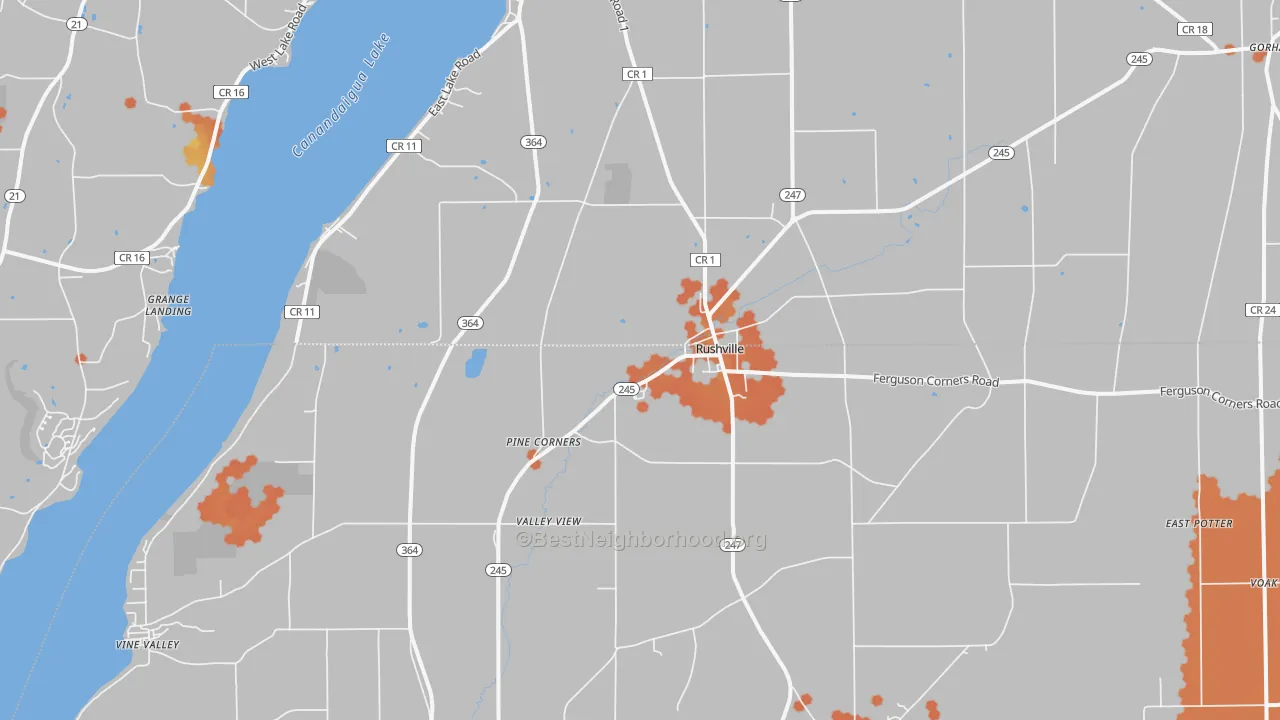Bike Grade map of 14544, NY