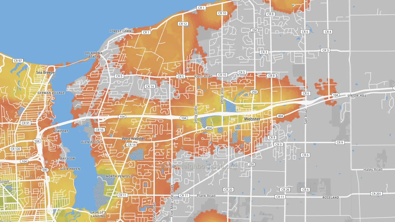 Bike Grade map of 14580, NY