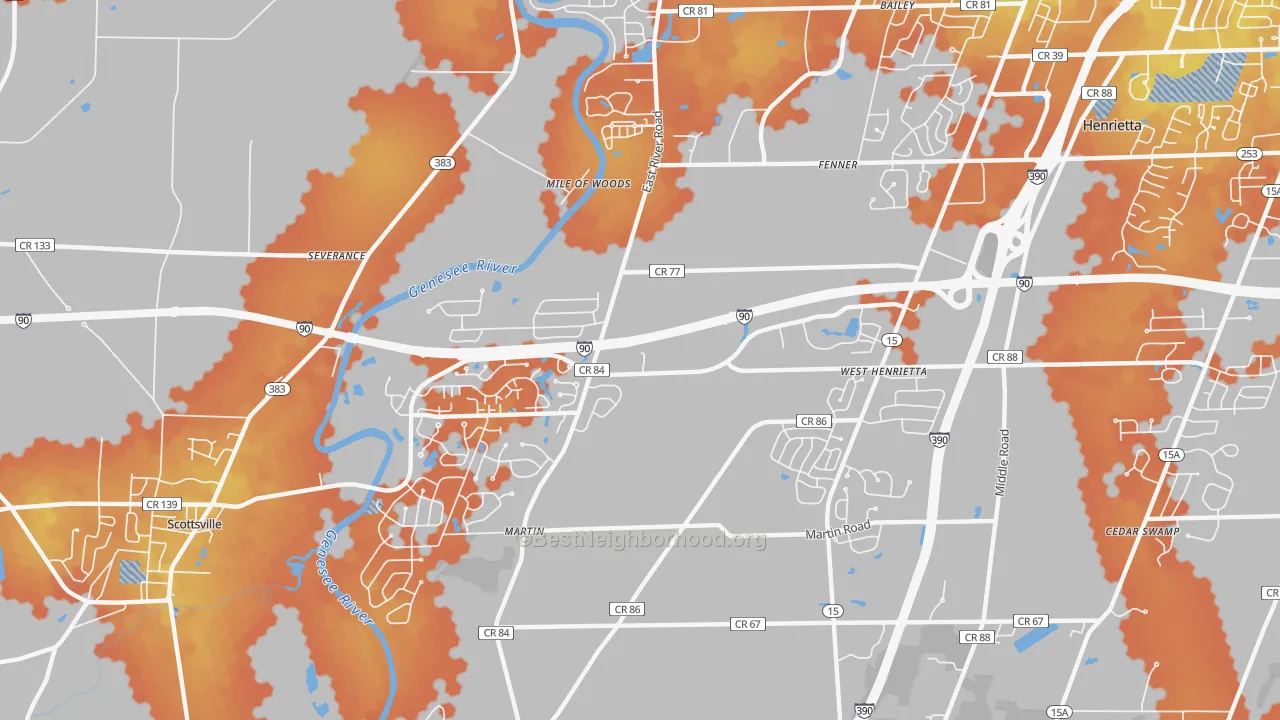 Bike Grade map of 14586, NY