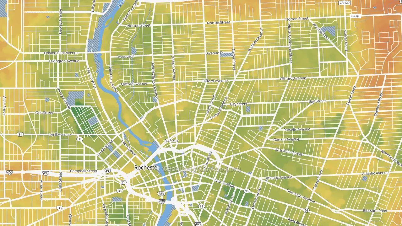 Bike Grade map of 14605, NY