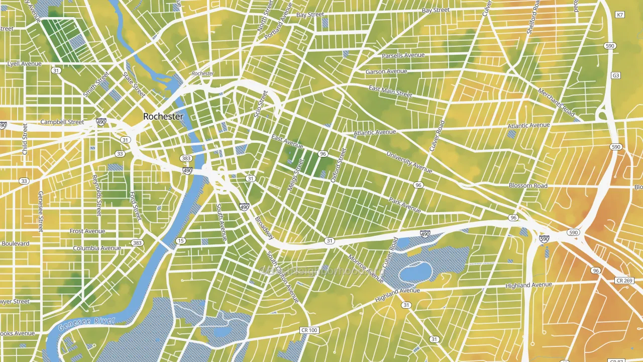 Bike Grade map of 14607, NY