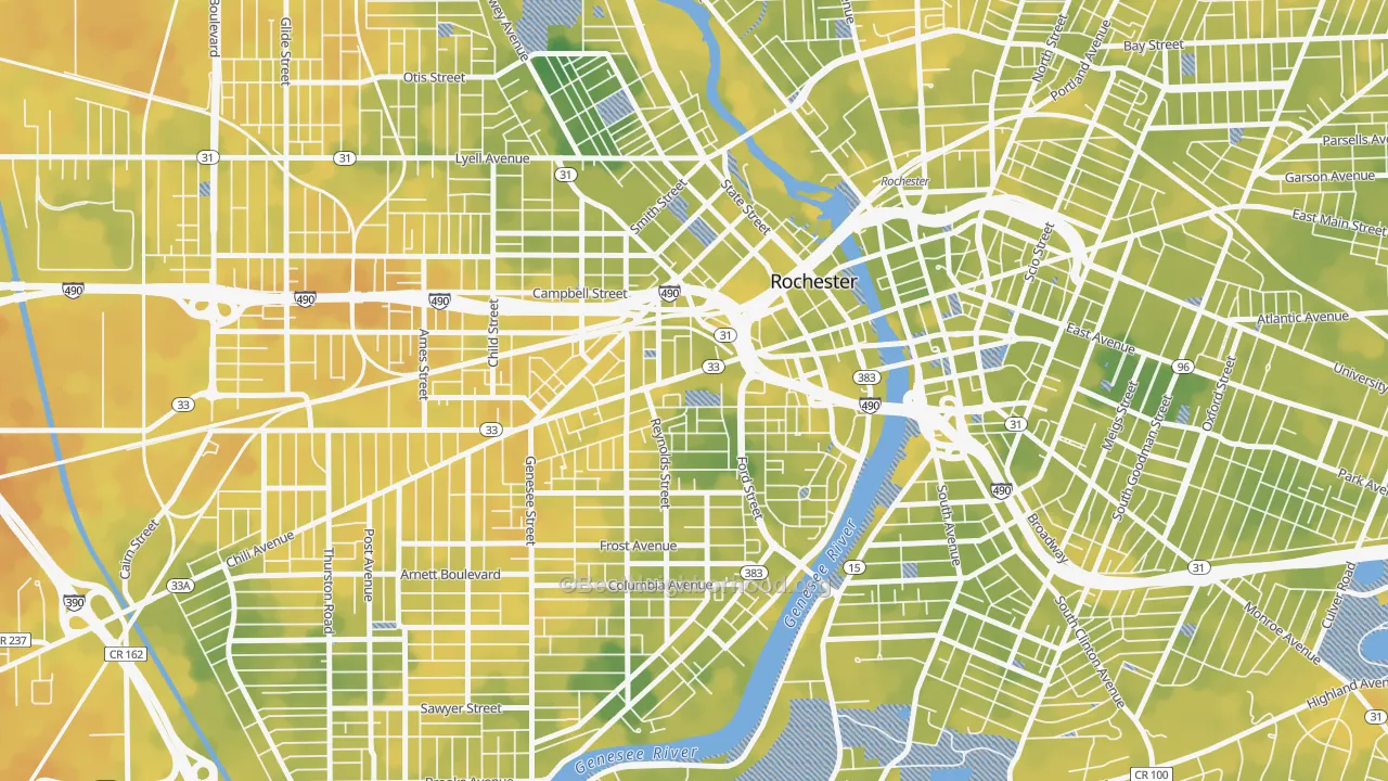 Bike Grade map of 14608, NY
