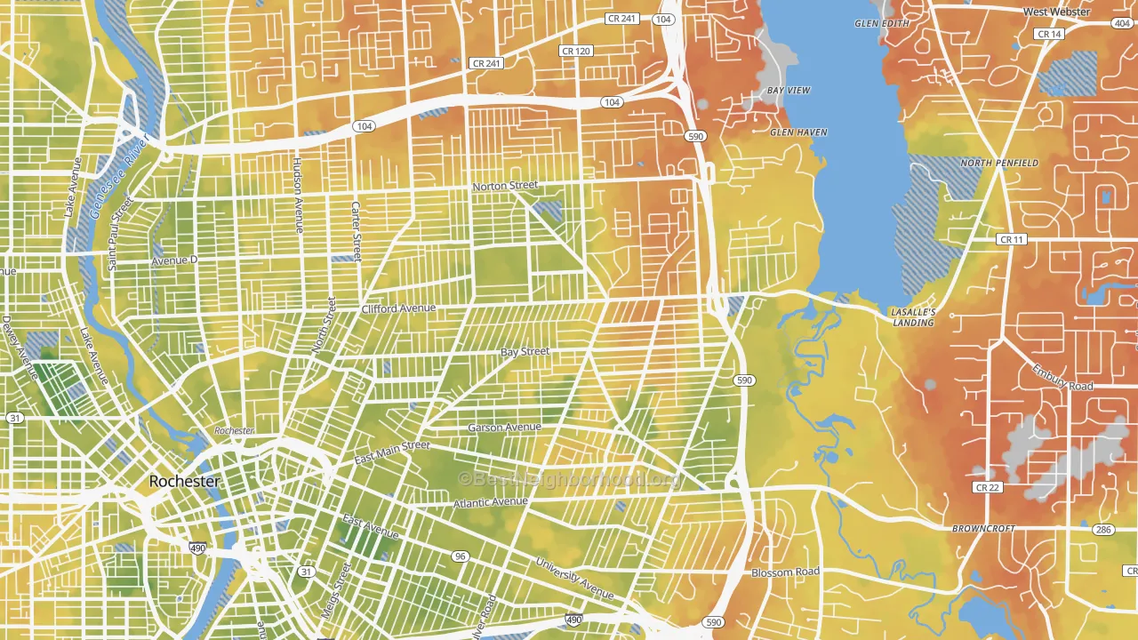 Bike Grade map of 14609, NY