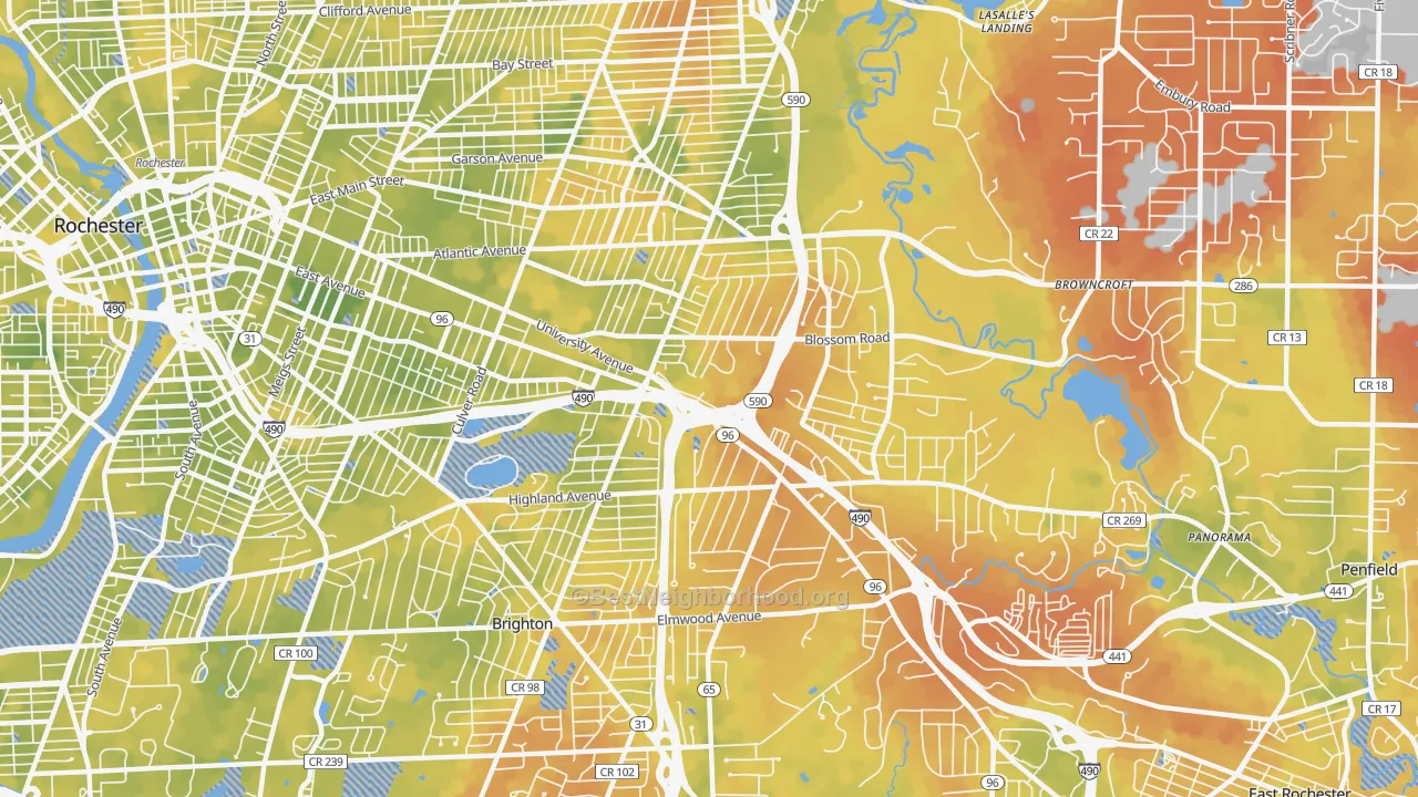 Bike Grade map of 14610, NY