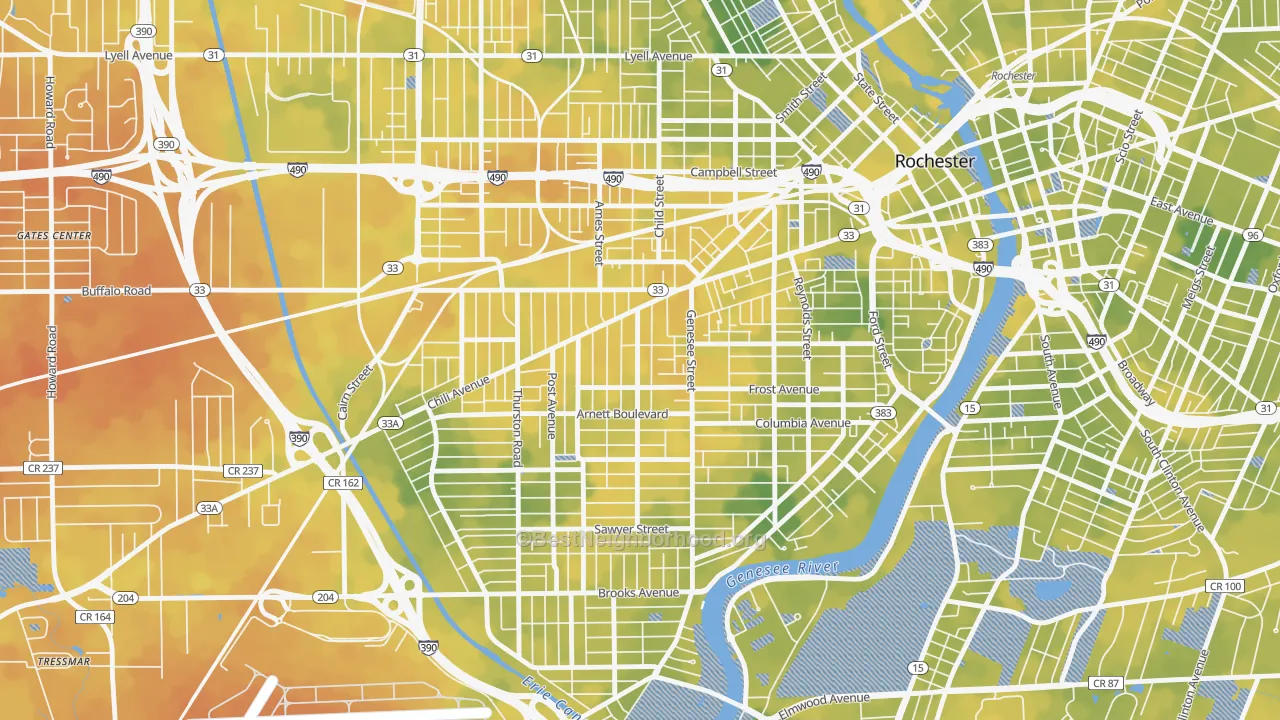 Bike Grade map of 14611, NY
