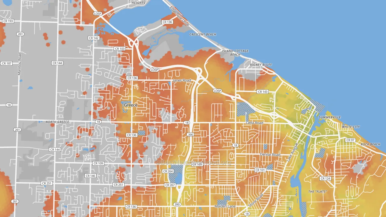 Bike Grade map of 14612, NY