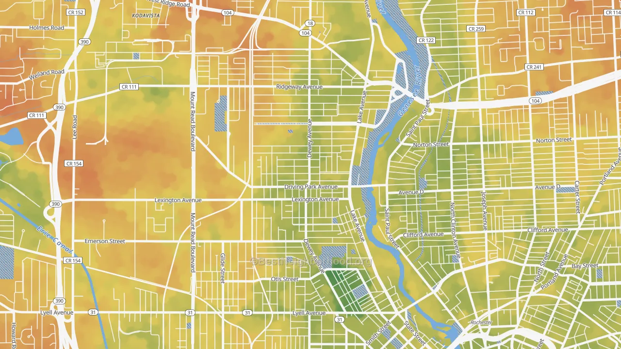 Bike Grade map of 14613, NY