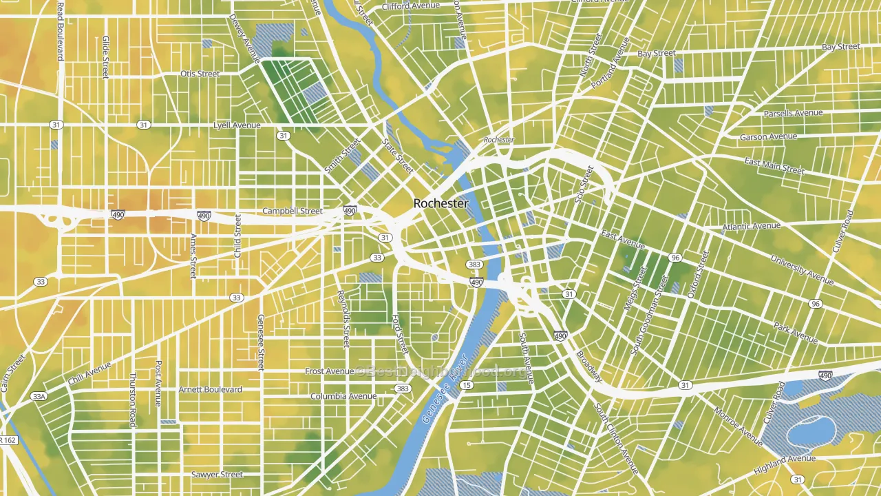 Bike Grade map of 14614, NY