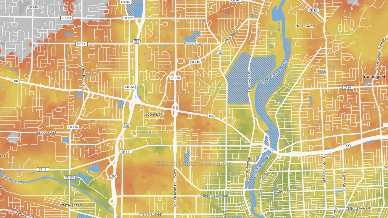 Bike Grade map of 14615, NY
