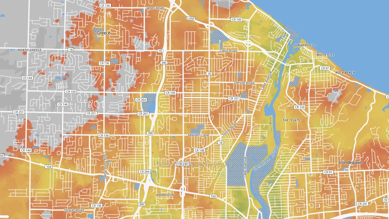 Bike Grade map of 14616, NY