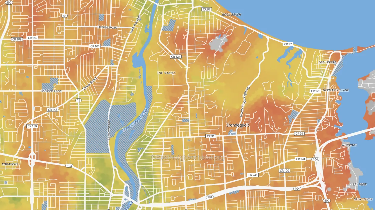 Bike Grade map of 14617, NY