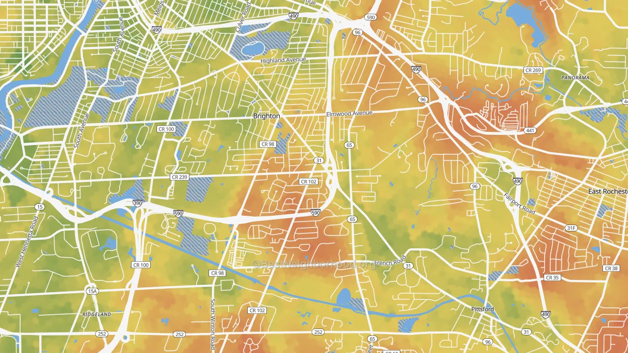 Bike Grade map of 14618, NY