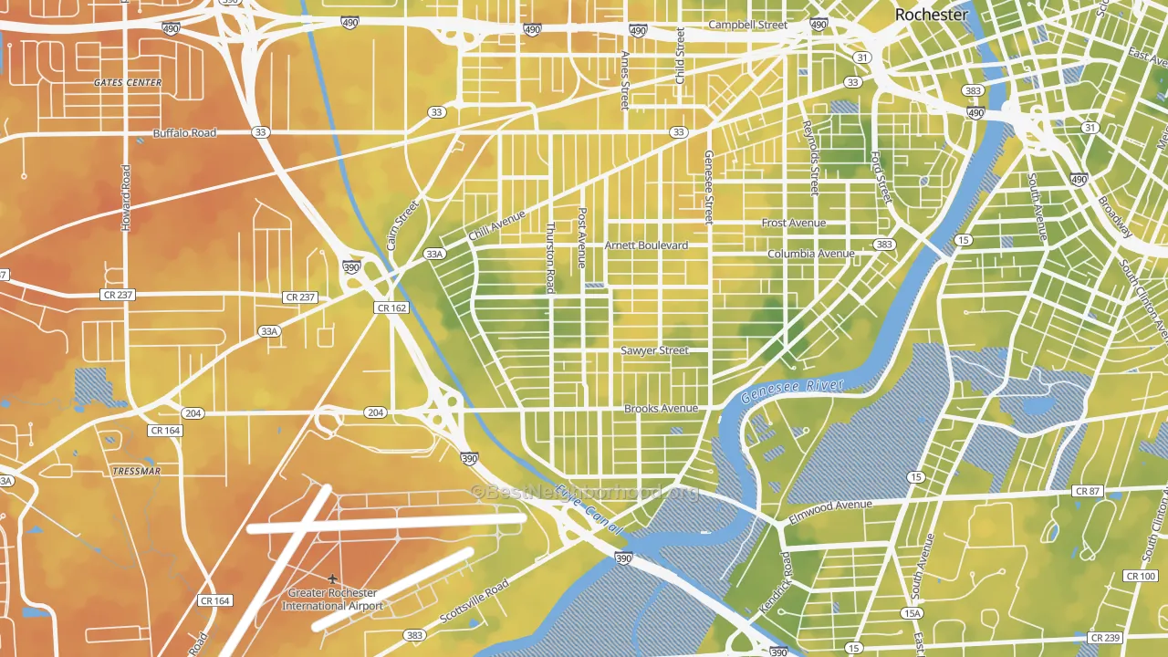 Bike Grade map of 14619, NY