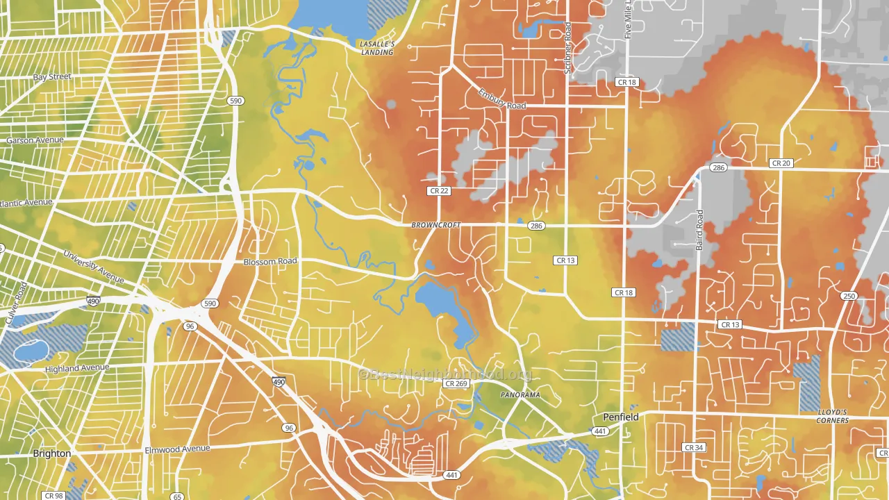 Bike Grade map of 14625, NY