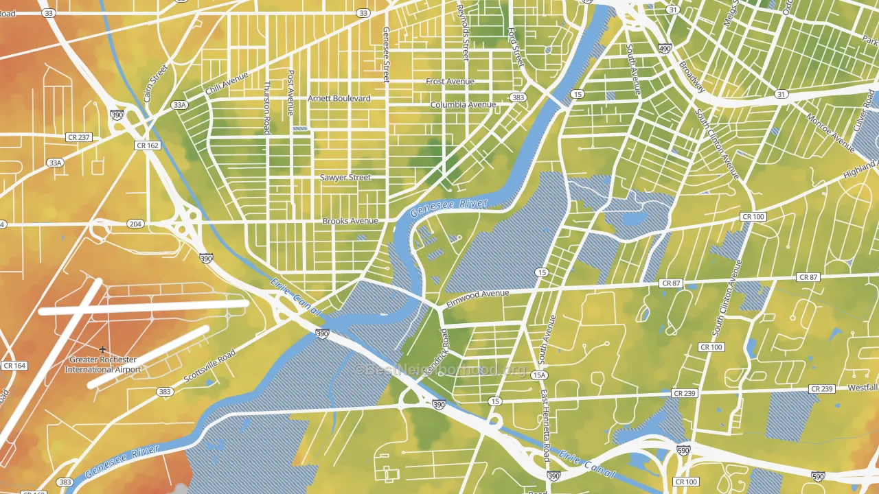 Bike Grade map of 14627, NY