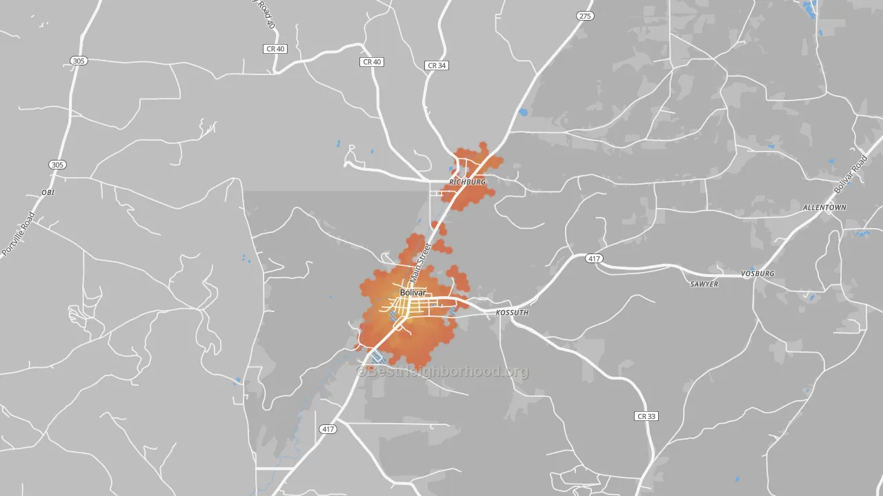 Bike Grade map of 14715, NY