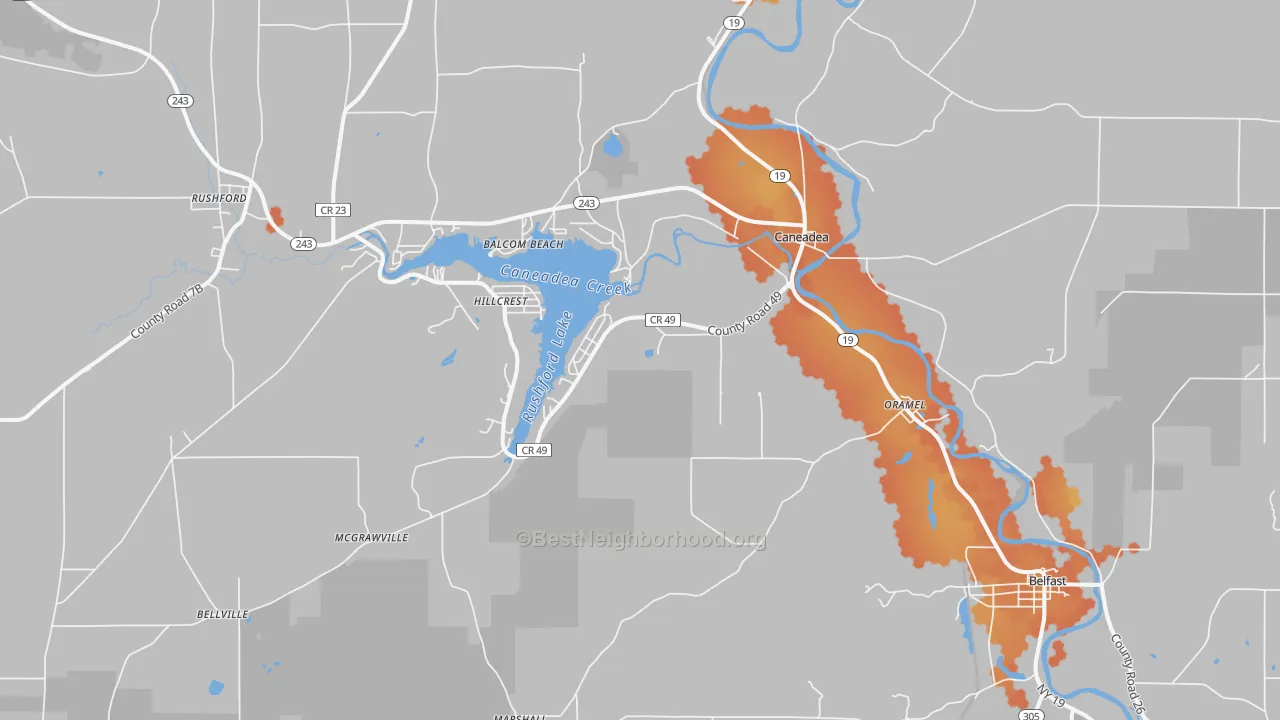 Bike Grade map of 14717, NY