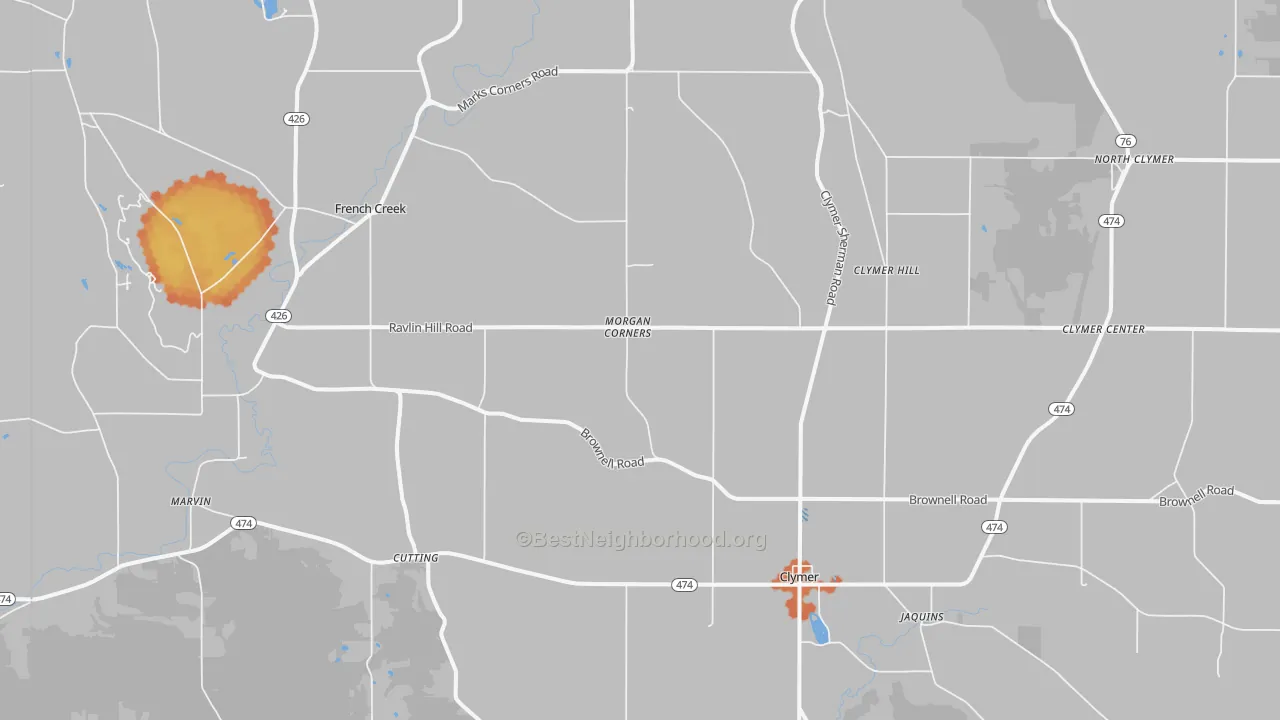 Bike Grade map of 14724, NY