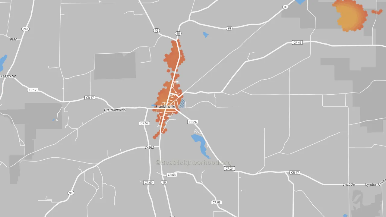Bike Grade map of 14737, NY