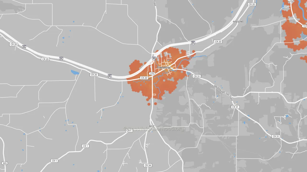 Bike Grade map of 14739, NY