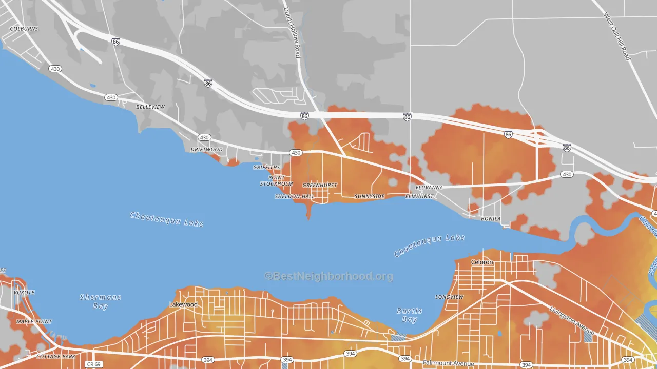 Bike Grade map of 14742, NY