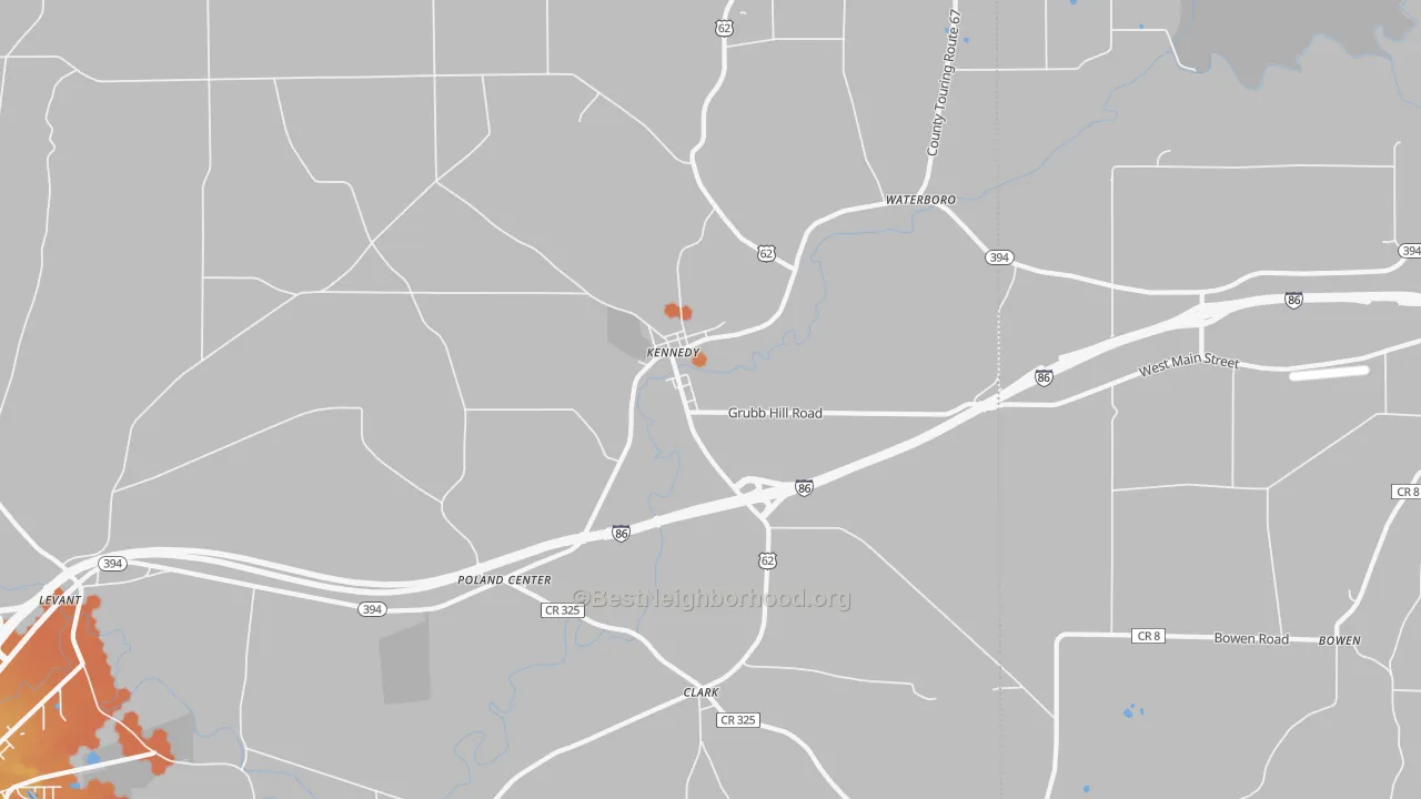 Bike Grade map of 14747, NY