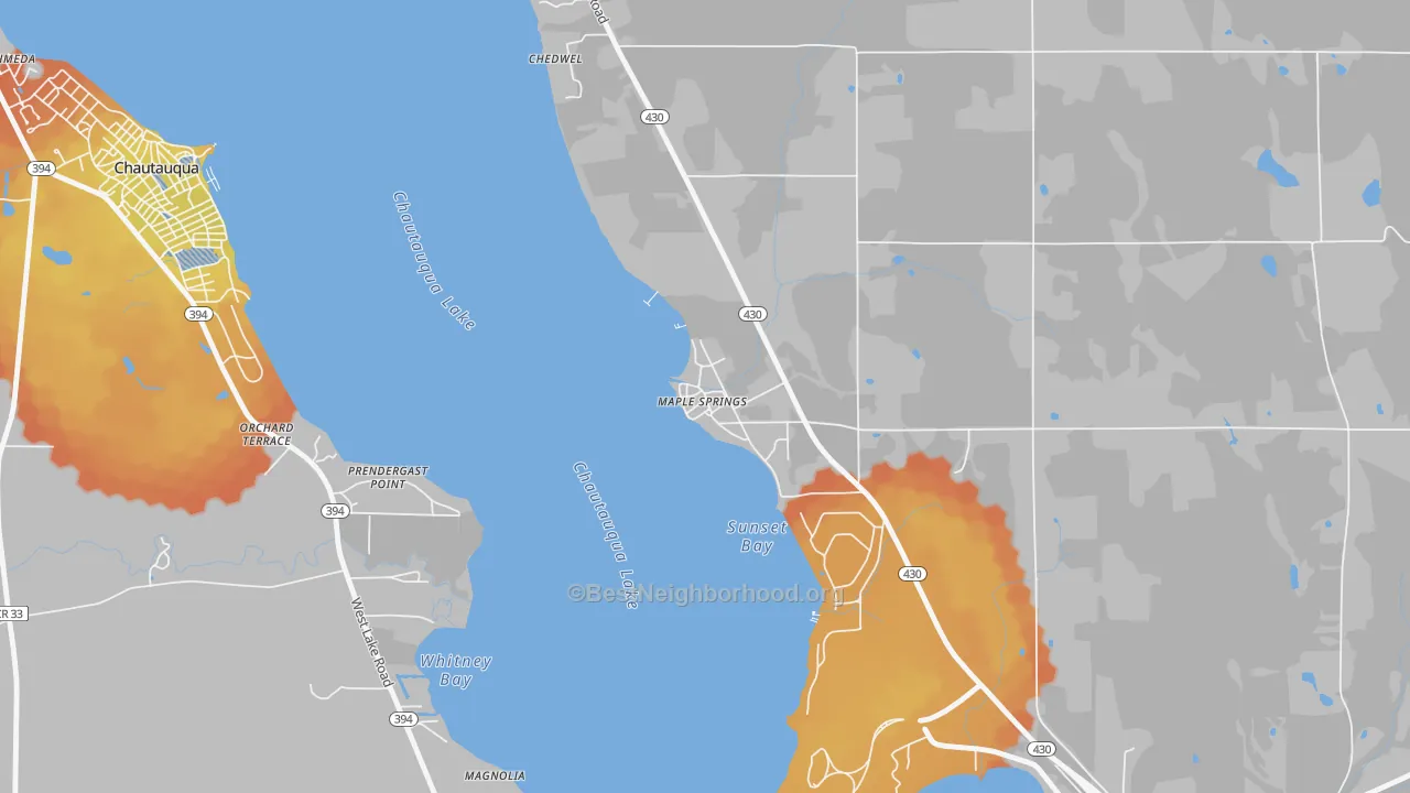 Bike Grade map of 14756, NY