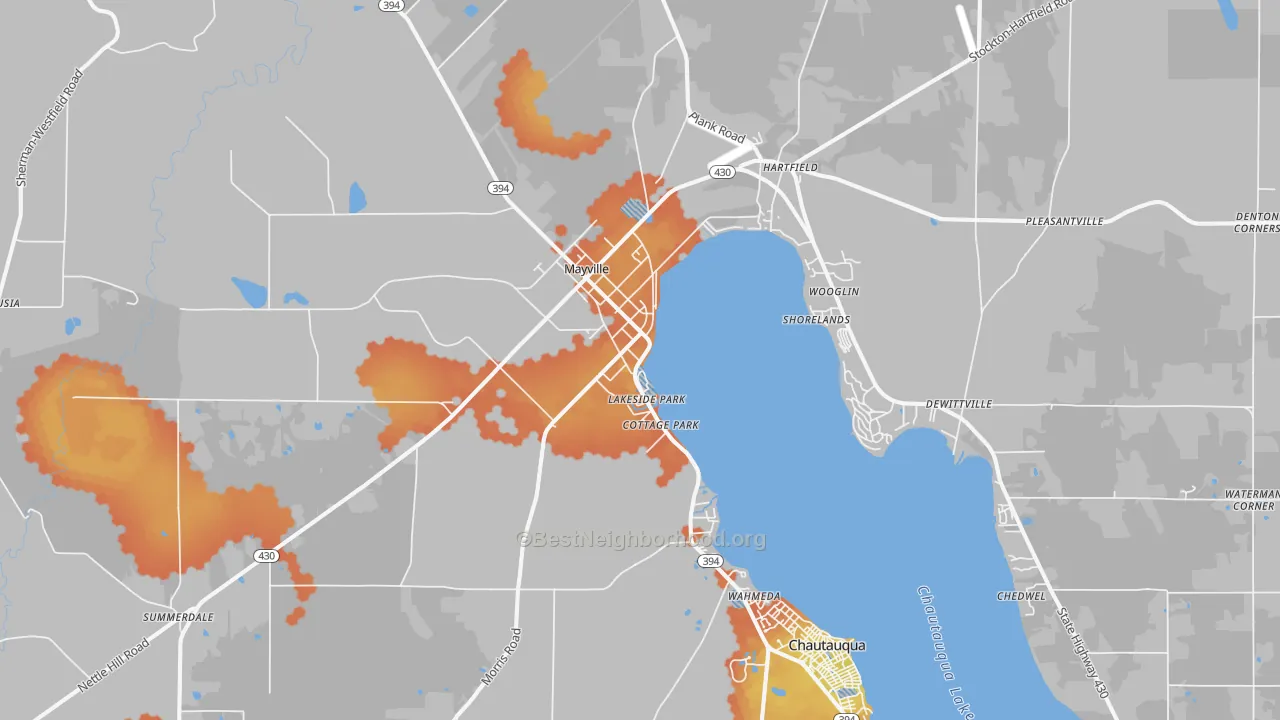 Bike Grade map of 14757, NY