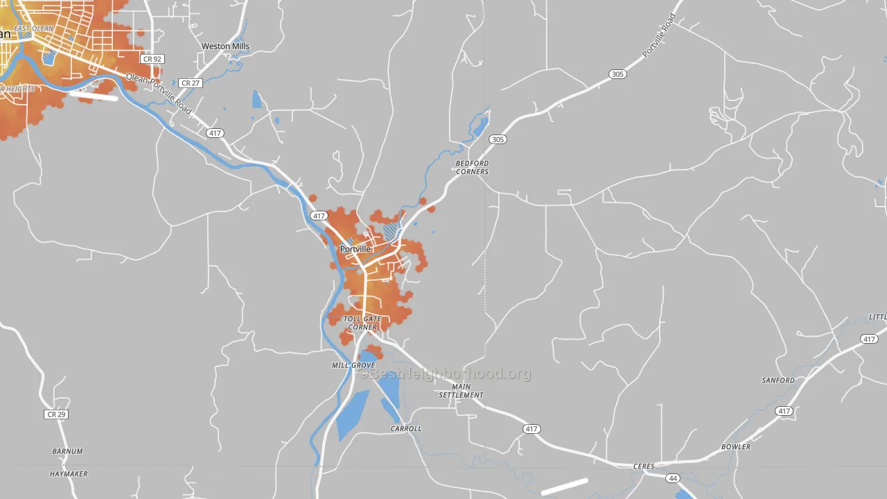 Bike Grade map of 14770, NY