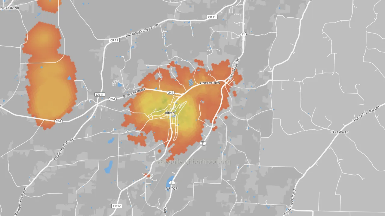Bike Grade map of 14803, NY