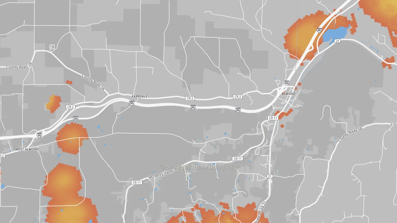 Bike Grade map of 14804, NY