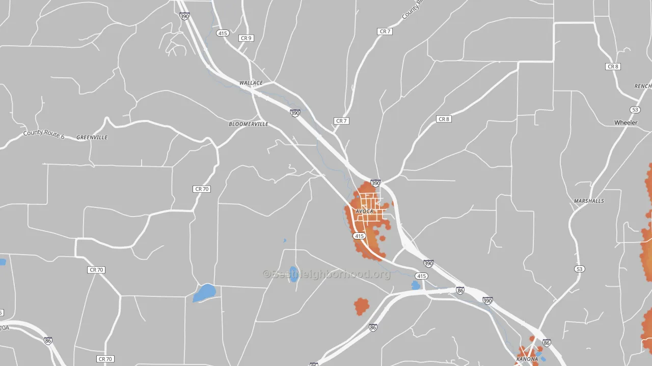 Bike Grade map of 14809, NY