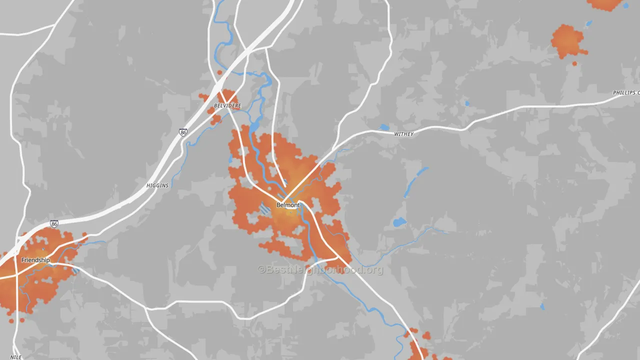 Bike Grade map of 14813, NY
