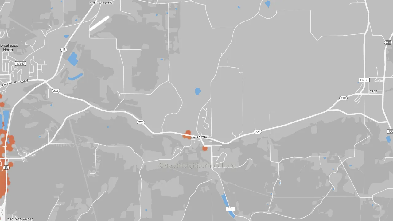 Bike Grade map of 14816, NY