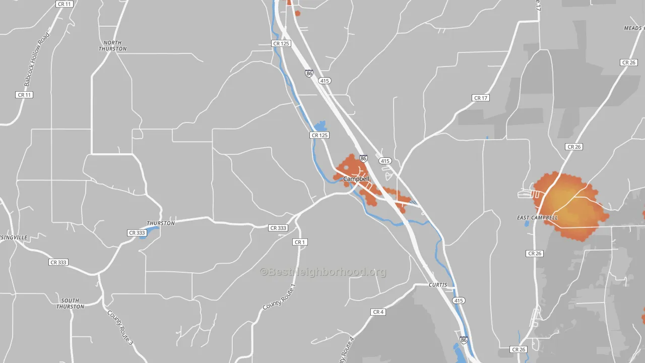 Bike Grade map of 14821, NY