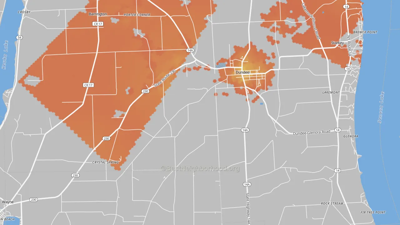 Bike Grade map of 14837, NY