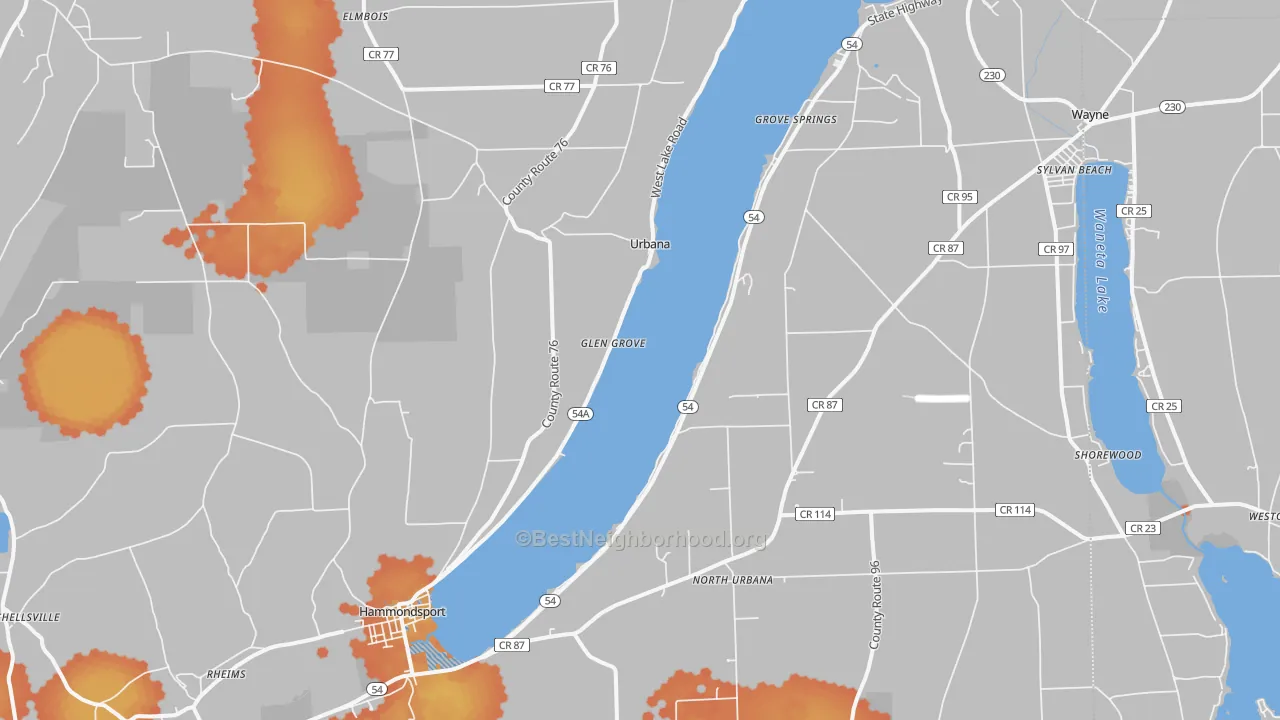 Bike Grade map of 14840, NY