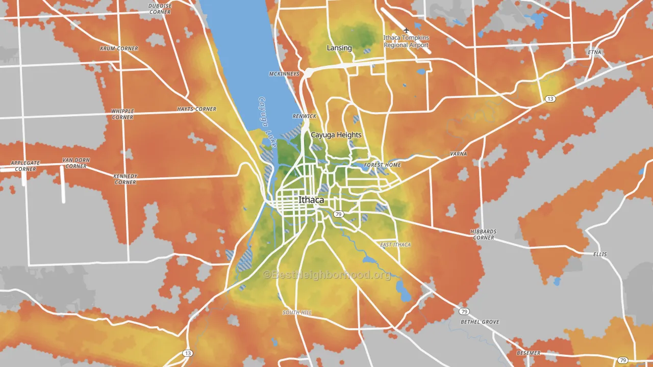 Bike Grade map of 14850, NY