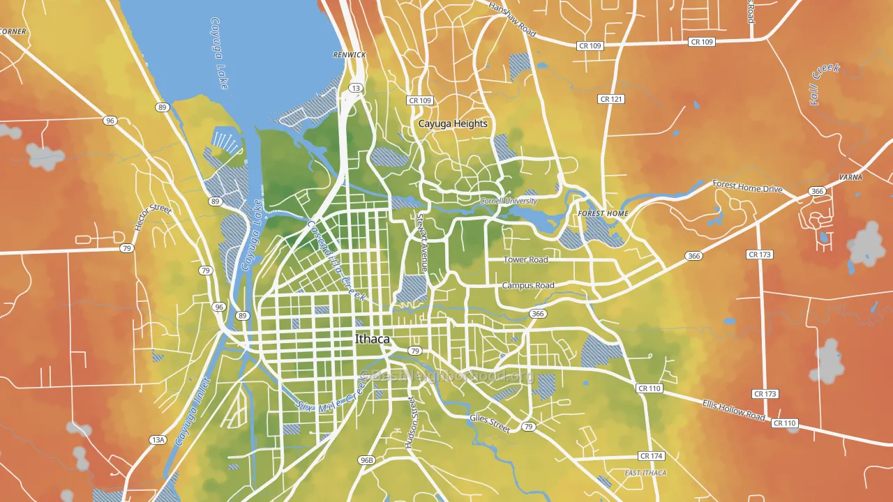Bike Grade map of 14853, NY