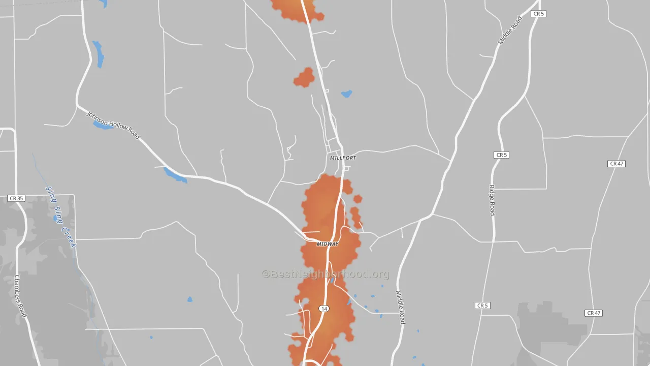 Bike Grade map of 14864, NY