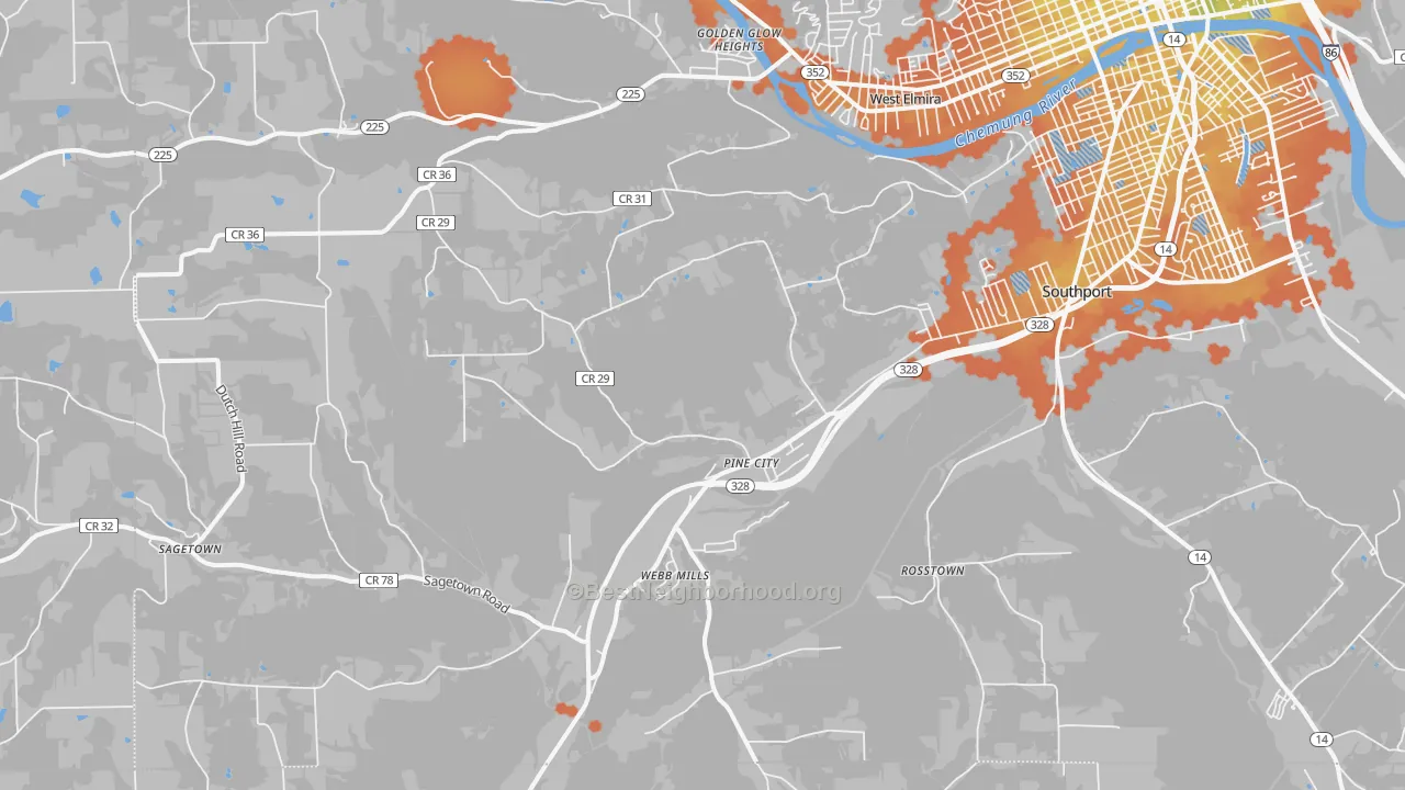 Bike Grade map of 14871, NY
