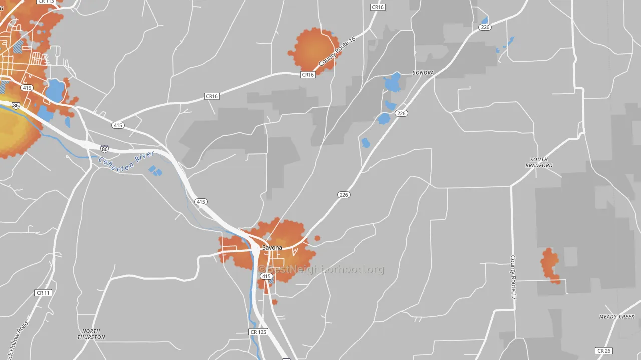 Bike Grade map of 14879, NY