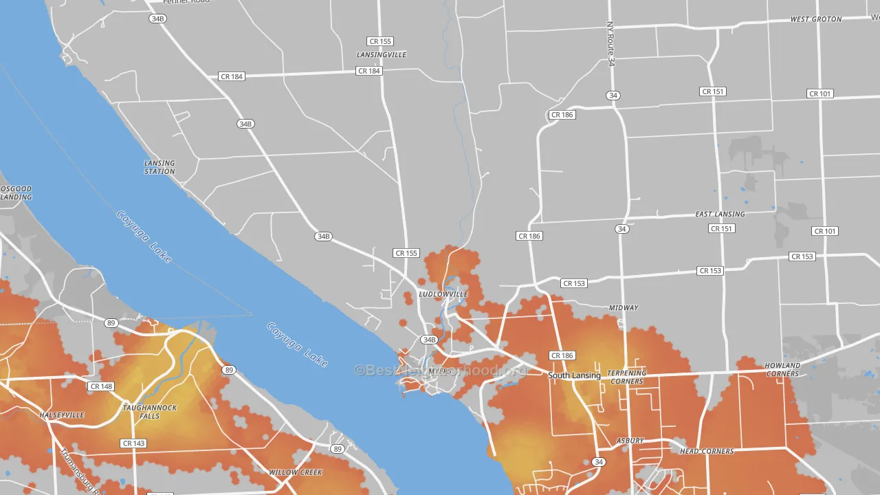 Bike Grade map of 14882, NY