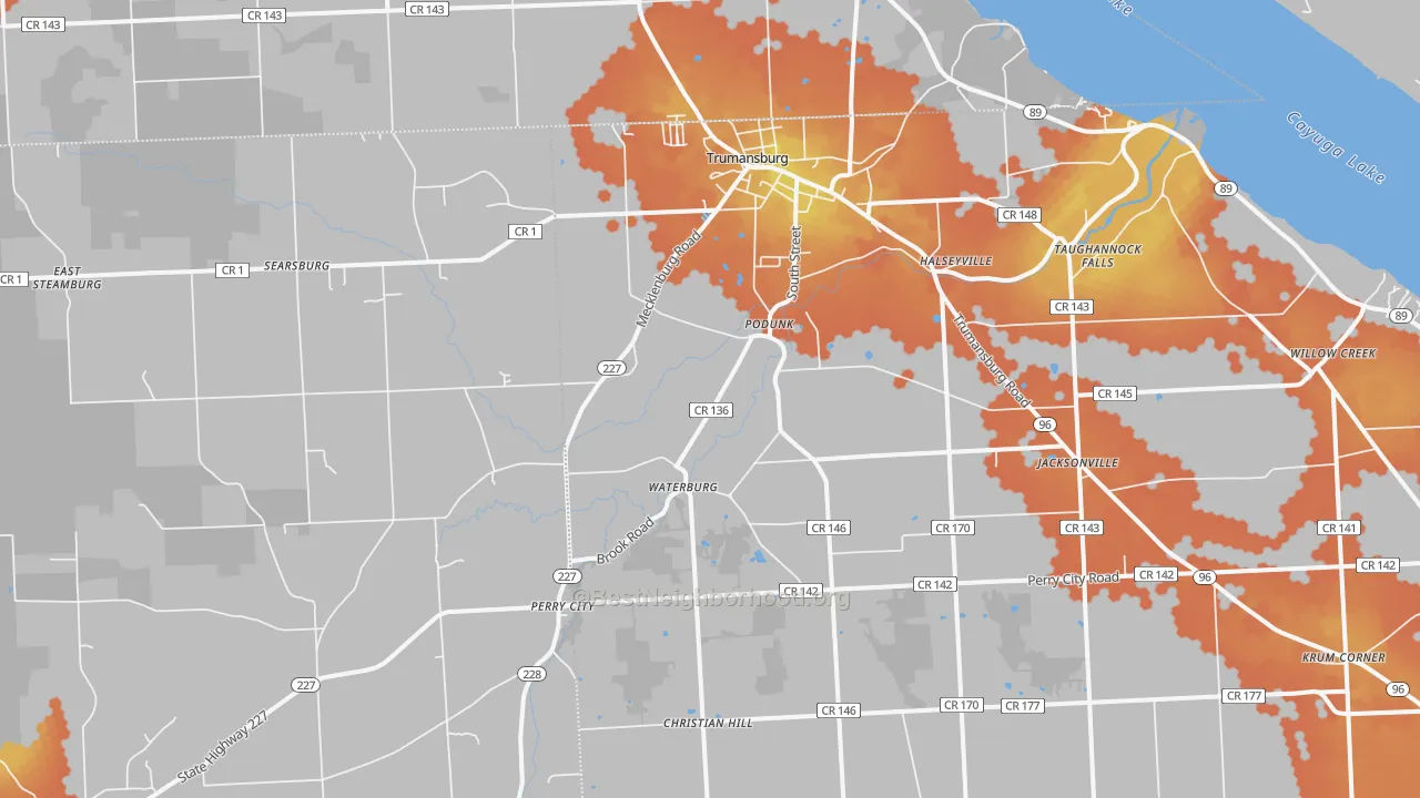 Bike Grade map of 14886, NY
