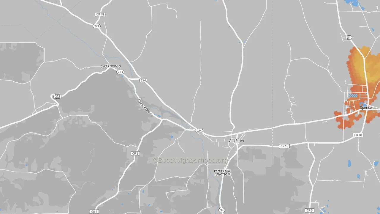 Bike Grade map of 14889, NY