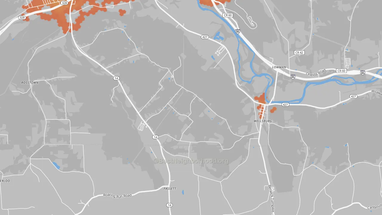 Bike Grade map of 14894, NY