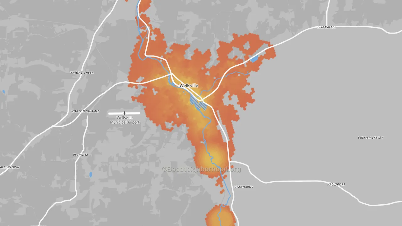Bike Grade map of 14895, NY